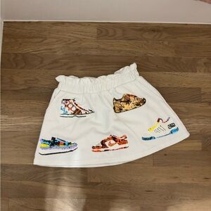 QUEEN OF SPARKLES White Skirt with Colorful Sneaker Design